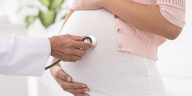 A Gynocologist Checks A Pregnant Woman.