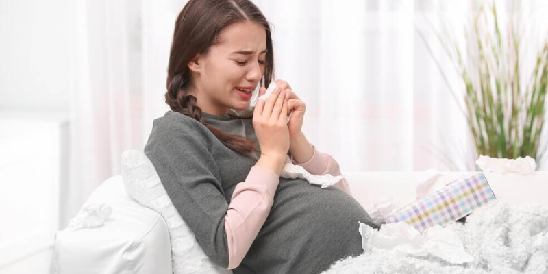 A Woman Crying During Her Pregnancy Period.