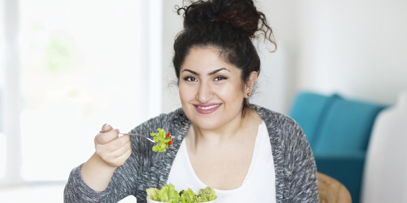 Eating Healthy Food By A Woman After Her Delivery.